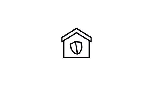 House Security Icon Line Drawing Animation
