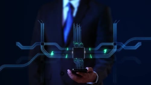 Digital Circuit Board Connection Animation from Smartphone