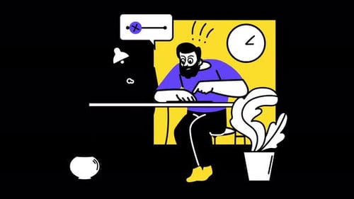Flat Animation of Stressed Man Working Under Deadline