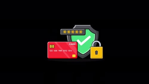 Animated Bank Card with Shield and Lock. Card Security Concept Video - Transparent