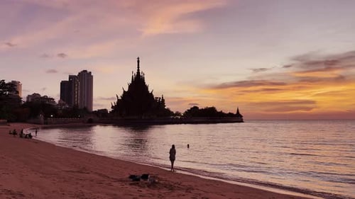 Sunset, Temple and Beach