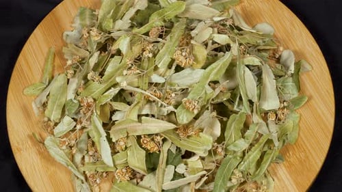 Close Up of Dried Linden Flowers and Leaves