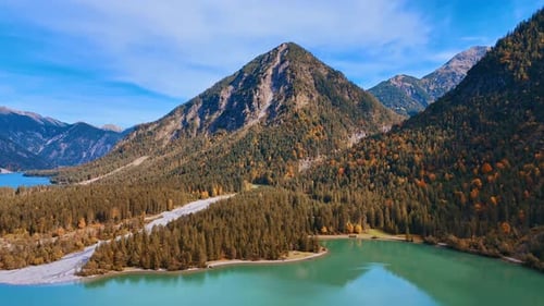 Eye-catching scenery of a picturesque Lake Plansee in the stunning Alps.