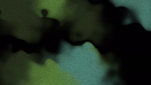 Abstract green and teal fluid shapes with soft edges on a dark background with subtle grainy texture