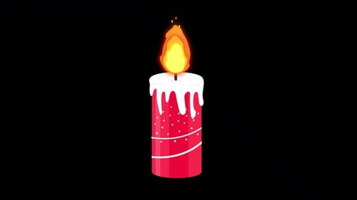 Cartoon Candle Burning And Melting Alpha Channel