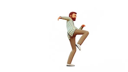 Geometric 3D Character Performing Martial Arts Animation