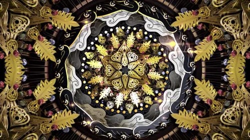 Golden Ornamental Mandala Kaleidoscope Pattern Animation