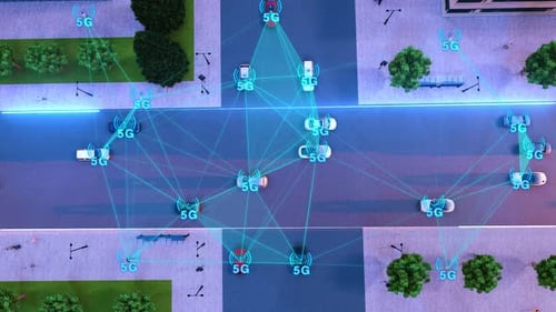 Futuristic Smart City with 5G Network and Connected Cars