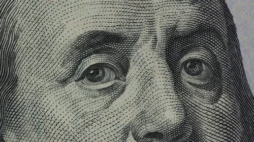 Closeup of a Rotating 100 Dollar Bill