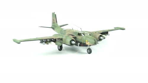 Detailed Model of Military Aircraft Rotating on Display