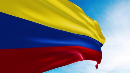 Clear Sky And Colombia Flag Waving