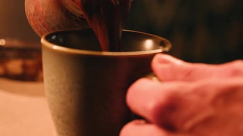 Making Traditional Turkish Coffee on the Sand Barista Authentic Turkish Coffee on Hot Sand in a