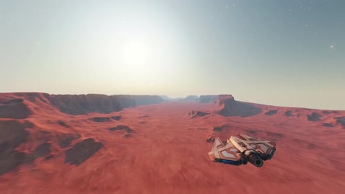 Des vaisseaux spatiaux à la surface de la planète Mars