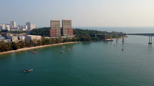 Breathtaking Aerial Beach View and Cityscape of Sihanoukville, Cambodia