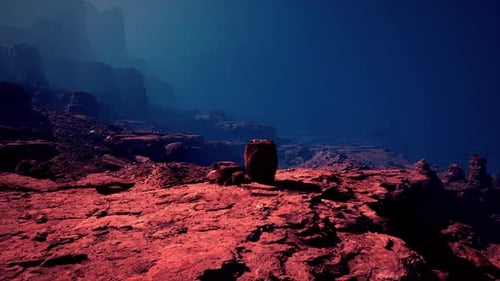 Twilight Over Desert Canyon Cliffs