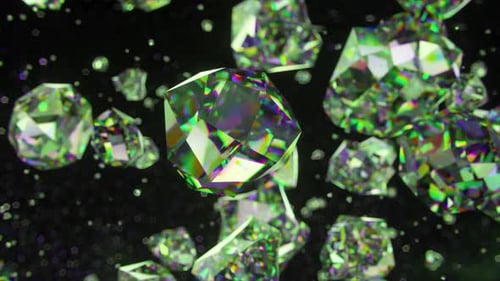 Abstract Floating Diamonds Reflecting Light Motion Background