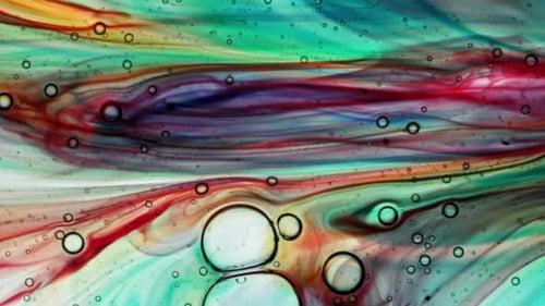Abstract Colorful Fluid with Bubbles Swirling