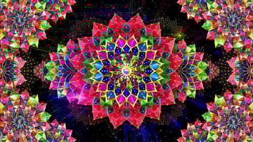 Vibrant Colorful Geometric Mandala Pattern Loop Background