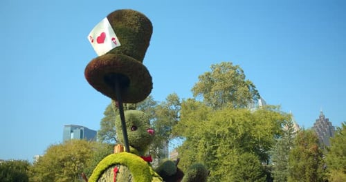 Alice in wonderland sculptures at Atlanta botanical gardens Georgia