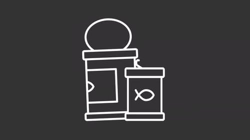 Animated Pet Food Cans Line Icon Loop