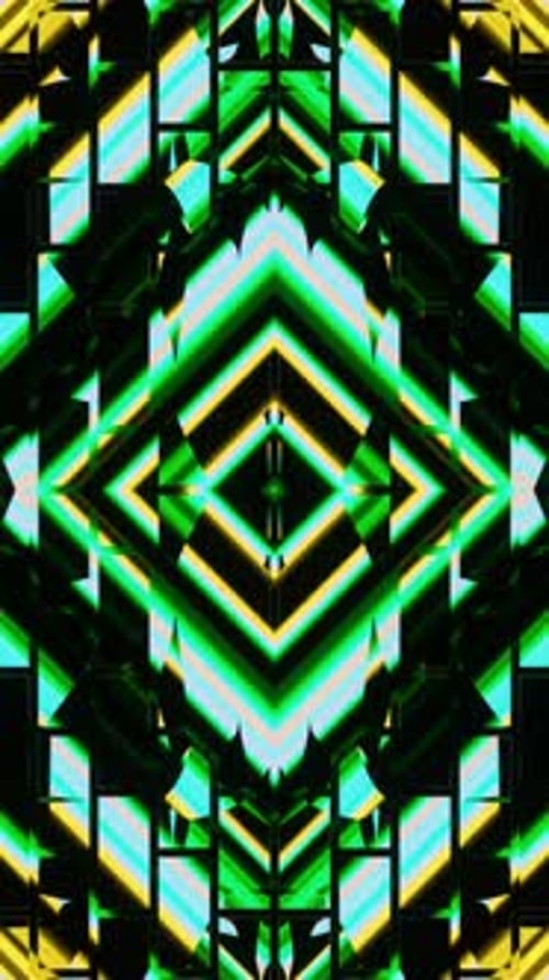 Kaleidoskop symmetrischer technologischer nahtloser Schleife vertikaler abstrakter Hintergrund