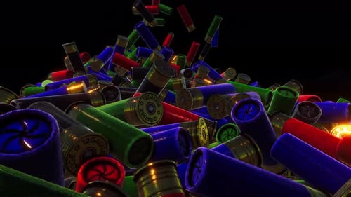 Falling Shotgun Shells Pile Up Realistic 3D Animation