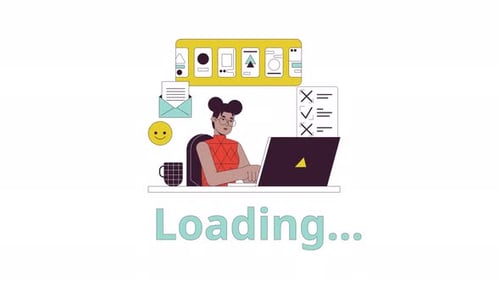 Remote worker communication line 2D loading animation