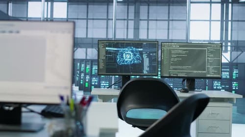 Close Up Shot of AI Scripts Displayed on PC Monitors