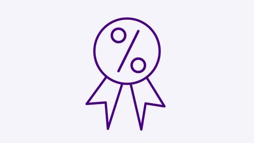 Animated Flat Design Percentage Badge Line Icon