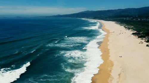 Coastline Of Pacific Island Aerial View Of Footage Of The Coast Of The Pacific Ocean And A Large