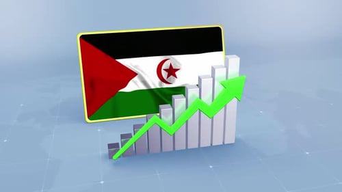 Western Sahara Flag with Graph and Green Arrow Increasing Values