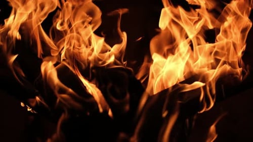 Firewood Burns Close Up Flame Fire Slow Motion