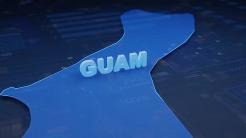 Animated Map of Guam with Digital Futuristic Data