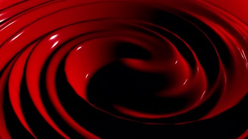 Dynamic Red Fluid Swirl Glossy Reflective Abstract Loop