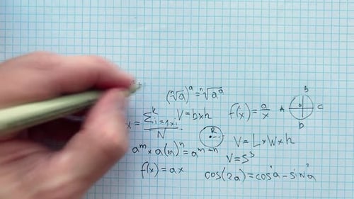 Write Mathematic Formulas On Paper, Time Lapse