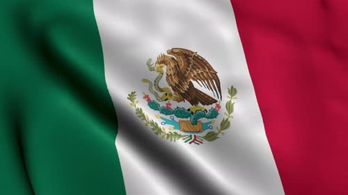 Realistic Mexican Flag Waving Seamless Loop Animation