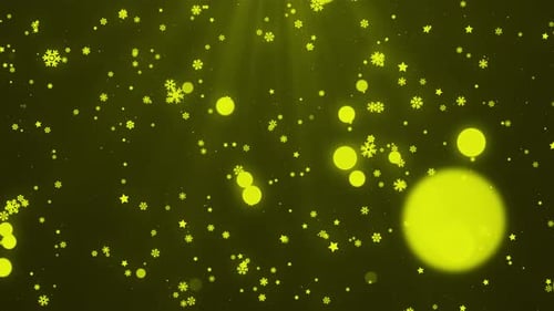 Snow falls overlay winter yellow background, slow falling snow effect