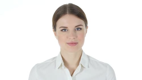 Young Woman on White Background