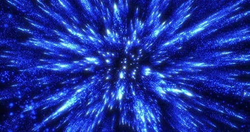 Flying Blue Glittering Particles Abstract Animation