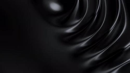 Abstract Reflective Ripples on Black Surface Dark Water Waves Satin Crumples Loop 3d Render