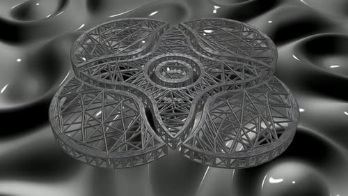 Abstract Rotating Geometric Wireframe Loop Background