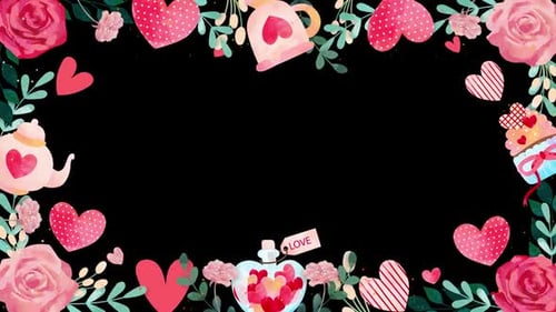 Background for Valentines Day Flower Frame