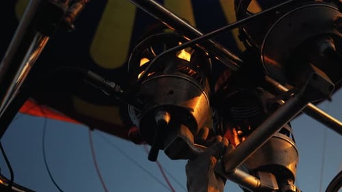 Hot Air Balloon Burner Ignites Flame