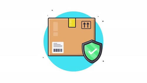 4k Package Box with Shield. Delivery Insurance Concept Animation Video