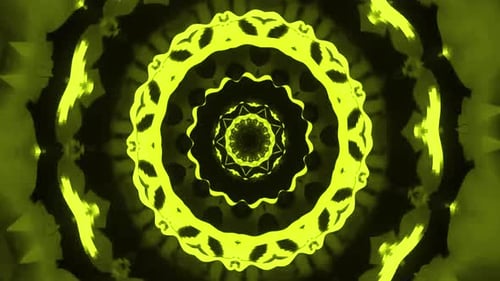 Neon green circular pattern glows