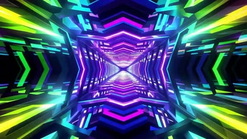 Fond de mouvement de tunnel cyberpunk néon futuriste abstrait