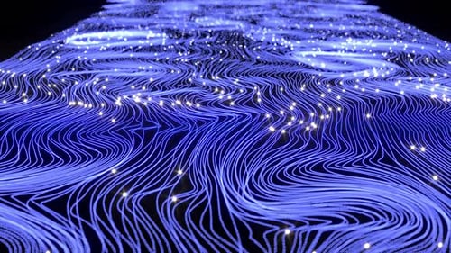 Lignes courbes au néon bleu à LED capables de boucler à l'infini