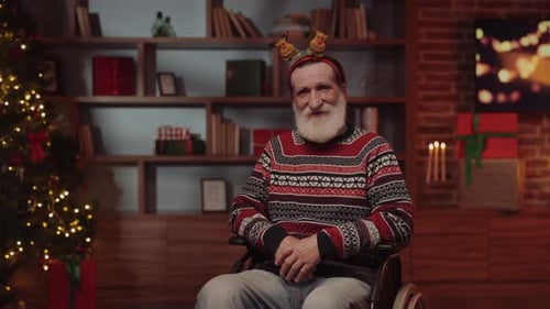 Person in Wheelchair with Christmas Decorations