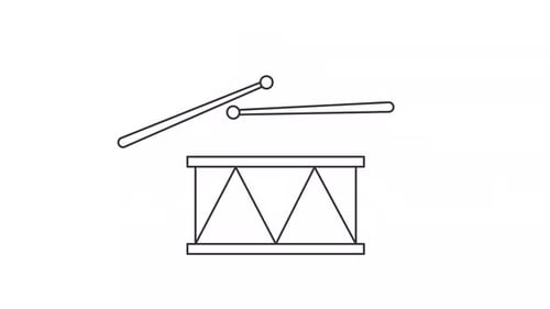 Animated Drum and Drumsticks Playing Music Icon