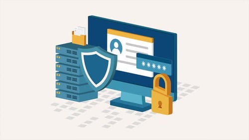 Isometric Data Security and Technology Protection Illustration